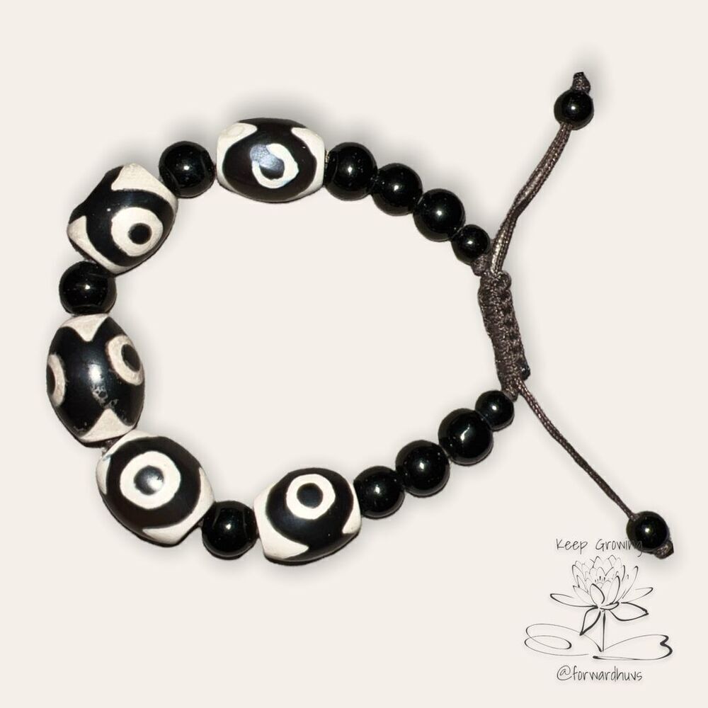 Adjustable Black and White Bracelet - Adorable